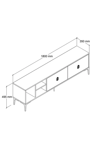Evmo Home 3806 Era TV Ünitesi 180 Cm 2 Kapaklı Raflı Sepet - Beyaz - Yunus - 5