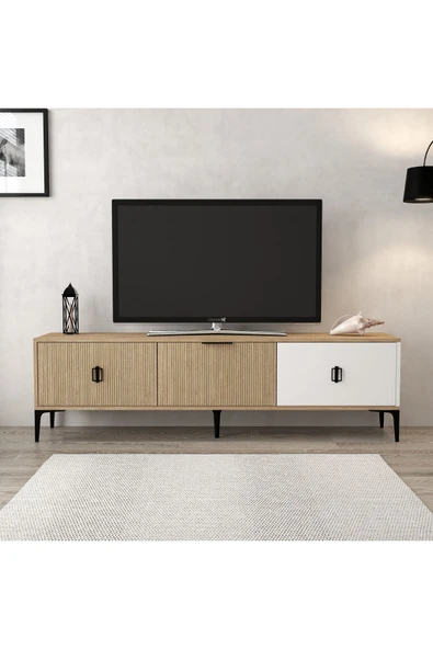 Evmo Home 3802 Neva TV Ünitesi 180 Cm Kapaklı Yunus - Beyaz - Sepet - 2