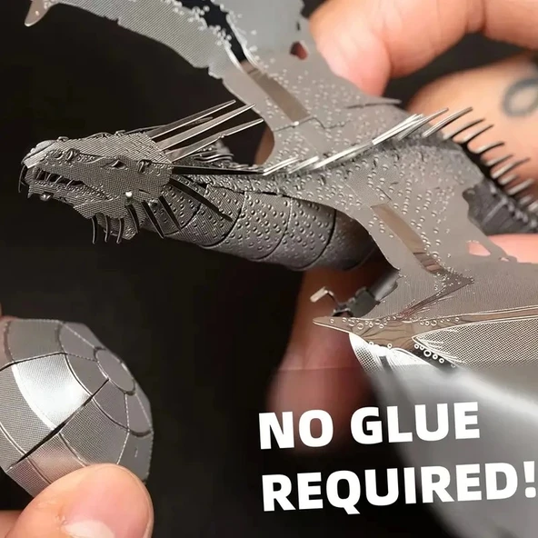 DIY 3D Metal Puzzle Bulmaca Ejderha Model Seti 14+ yaş üstü Hediyelik model - Resim 2