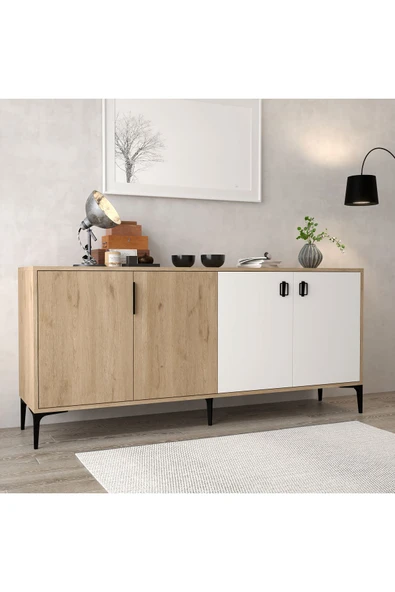 Evmo Home 4003 Neva Konsol 180 Cm Sepet - Beyaz Tv Ünitesi - Yemek Odası - Kahve Köşesi - 4