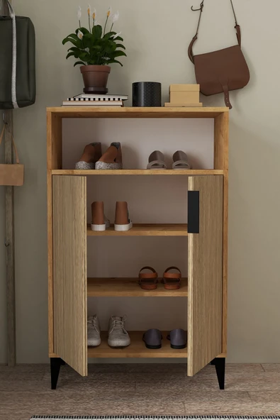 Evmo Home 1205 Ada Ayakkabılık 4 Raflı 2 Kapaklı Çok Amaçlı Dolap Yunus Safir - 3