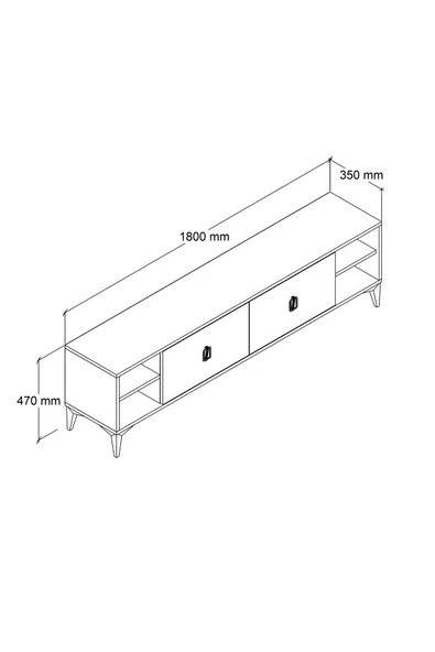 Evmo Home 3807 Deren TV Ünitesi 180 Cm 2 Kapaklı Raflı Sepet - 5
