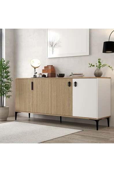 Evmo Home 4005 Neva Konsol 180 Cm Yunus - Sepet - Beyaz Konsol - Tv Ünitesi - Yemek Odası - 1