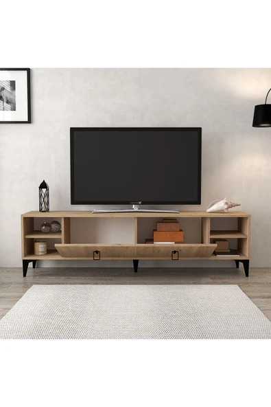 Evmo Home 3807 Deren TV Ünitesi 180 Cm 2 Kapaklı Raflı Sepet - 3
