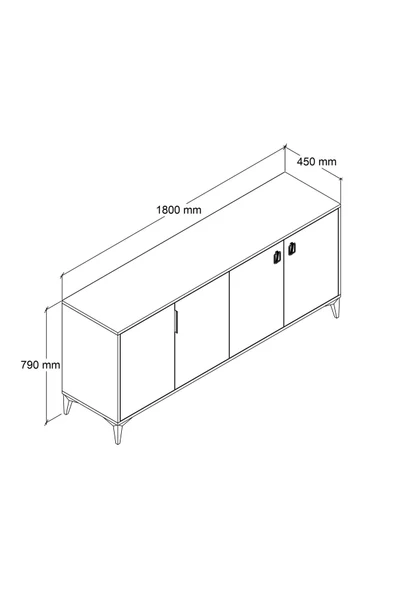 Evmo Home 4006 Deren Konsol 180 Cm Sepet - Tv Ünitesi - Yemek Odası - Kahve Köşesi - 5