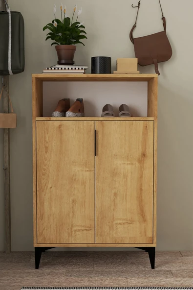 Evmo Home 1203 Ada Ayakkabılık 4 Raflı 2 Kapaklı Çok Amaçlı Dolap Safir - 2