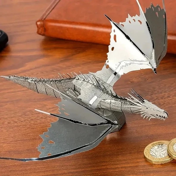 DIY 3D Metal Puzzle Bulmaca Ejderha Model Seti 14+ yaş üstü Hediyelik model ürün görseli 1