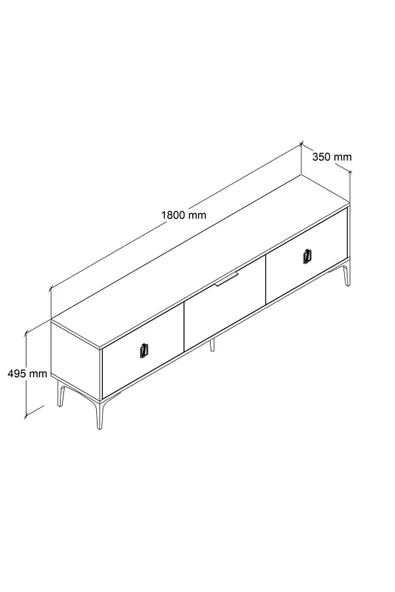 Evmo Home 3801 Neva TV Ünitesi 180 Cm 3 Kapaklı Sepet - Antrasit - Beyaz - 5