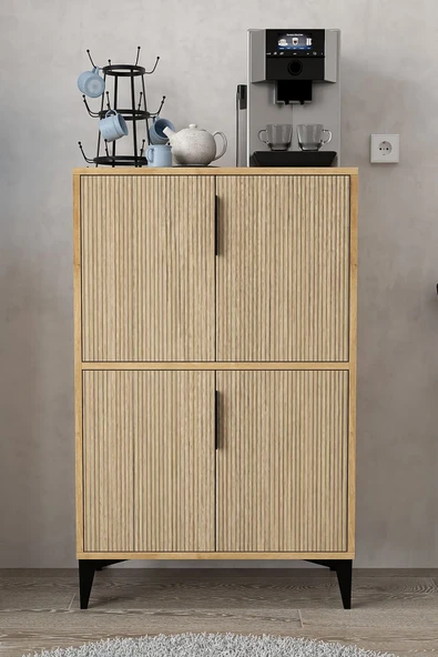 Evmo Home 1405 Ada Çok Amaçlı Dolap , Kahve Köşesi , Kiler Dolabı , Mutfak Standı , 4 Kapılı Safir - Yunus - 2