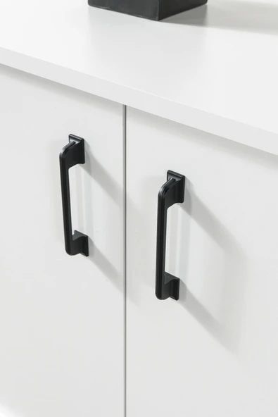 Evmo Home 4612 Şile Metal Ayaklı Metal Kulplu Konsol 160 LIK - Yemek Odası - Salon Odası Beyaz - 6
