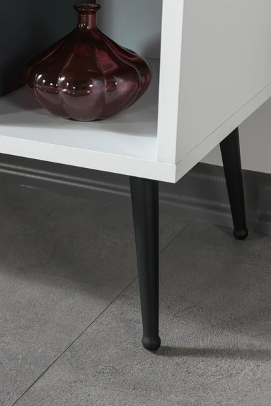 Evmo Home 3112 Şile Metal Ayaklı Metal Kulplu Tv Ünitesi 100 Cm - Beyaz - 7