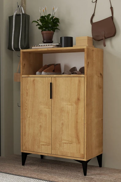 Evmo Home 1203 Ada Ayakkabılık 4 Raflı 2 Kapaklı Çok Amaçlı Dolap Safir - 1