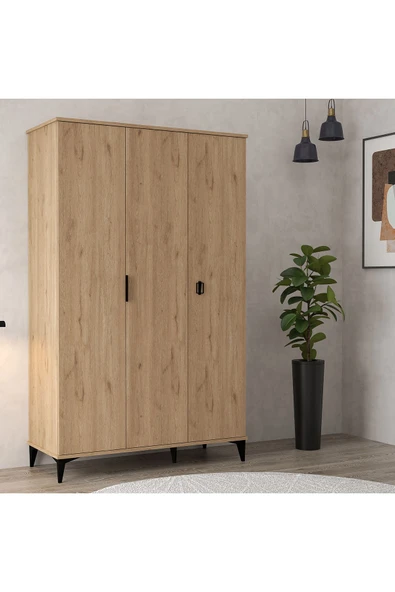 Evmo Home 6301 Neva 3 Kapılı 200 Cm Gizli Çekmeceli Gardırop , Elbise Dolabı , Genç Odası Sepet - 1