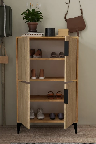 Evmo Home 1405 Ada Ayakkabılık 4 Raflı 4 Kapaklı Çok Amaçlı Dolap Kiler Yunus Safir - 3