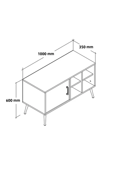 Evmo Home 3111 Şile Metal Ayaklı Metal Kulplu 100 Cm Tv Ünitesi - Beyaz Safir - 5
