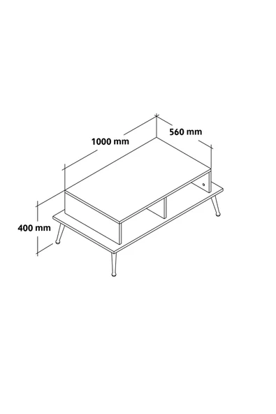 Evmo Home 2011 Şile Metal Ayaklı Orta Sehpa , Salon Sehpası Beyaz - Safir - 5
