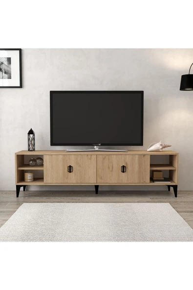 Evmo Home 3807 Deren TV Ünitesi 180 Cm 2 Kapaklı Raflı Sepet - 2