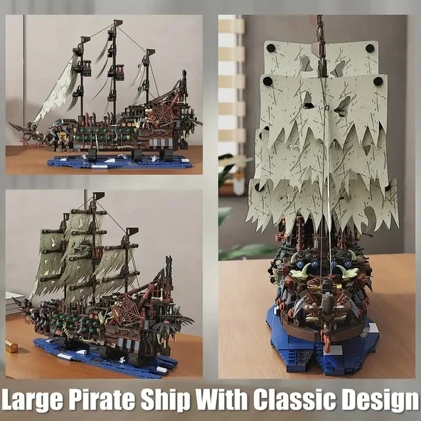 Korsan Gemisi Yapı Blokları Seti 2159 Parça Klasik Minyatür Model Kiti Yetişkinler İçin Mükemmel Hediye - Resim 3