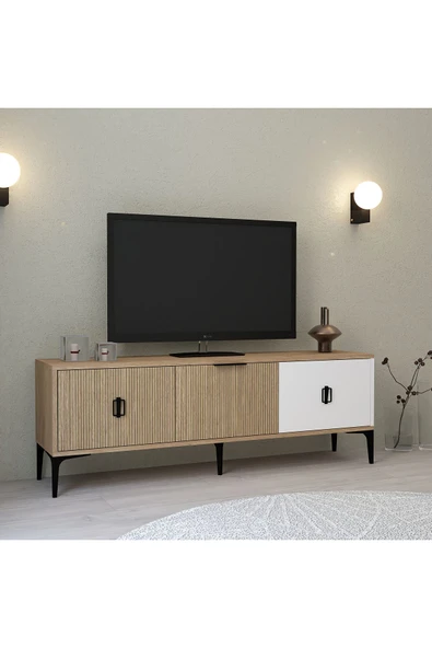 Evmo Home Neva TV Ünitesi 150 Cm 3 Kapaklı Beyaz - Yunus - Sepet - 4