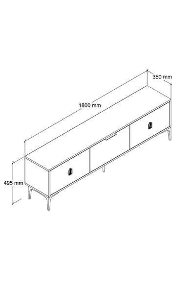 Evmo Home 3803 Neva Tv Ünitesi 180 Cm 3 Kapaklı Sepet - Yunus - 5