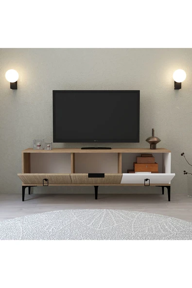 Evmo Home Neva TV Ünitesi 150 Cm 3 Kapaklı Beyaz - Yunus - Sepet - 2