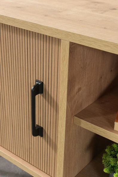 Evmo Home 3110 Şile Metal Ayaklı Metal Kulplu 100 Cm Tv Ünitesi - Yunus Safir - 6
