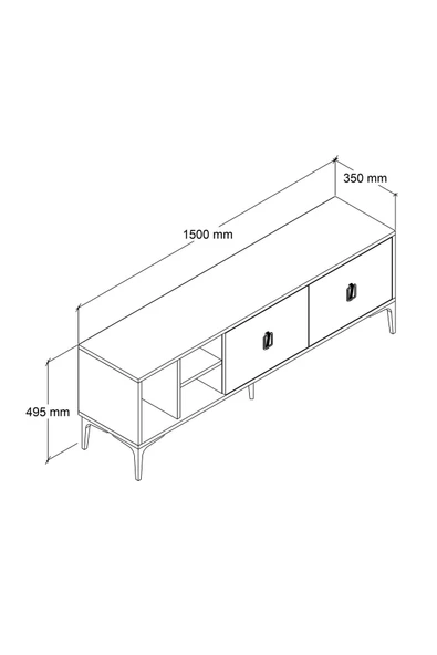 Evmo Home 3505 Era TV Ünitesi 150 Cm Kapaklı Raflı Antrasit - Sepet - 5
