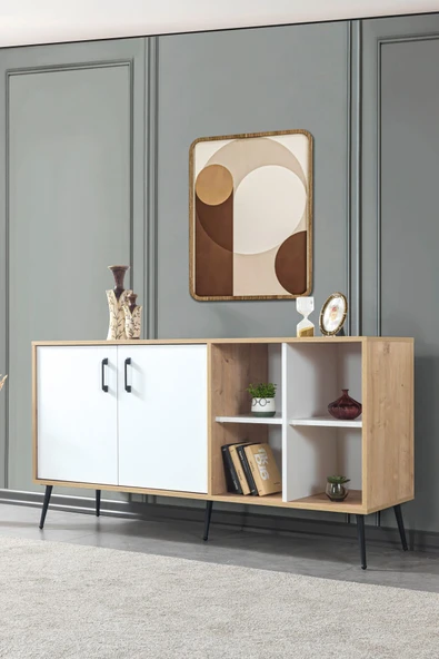 Evmo Home 4001 Neva Konsol 180 Cm Sepet - Antrasit Tv Ünitesi - Yemek Odası - Kahve Köşesi - 6