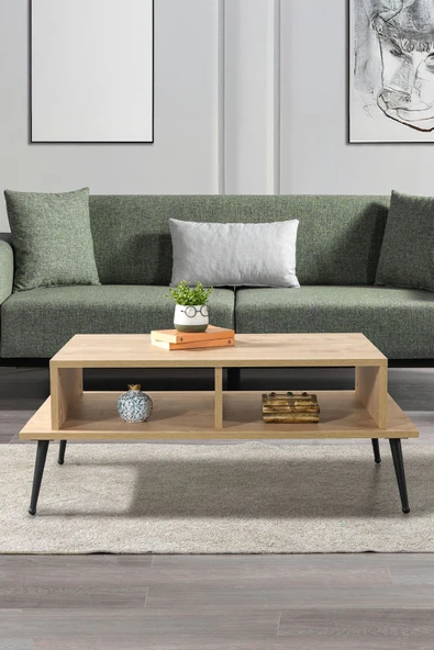 Evmo Home 2008 Şile Metal Ayaklı Orta Sehpa , Salon Sehpası Safir - 2
