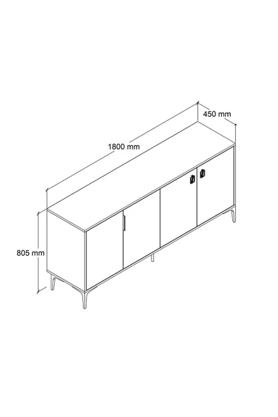 Evmo Home 4003 Neva Konsol 180 Cm Sepet - Beyaz Tv Ünitesi - Yemek Odası - Kahve Köşesi - 5