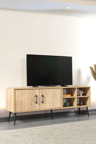 Evmo Home 3608 Şile Metal Ayaklı Metal Kulplu 160 Cm TV Ünitesi Safir - 2