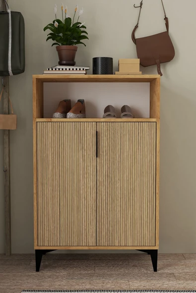 Evmo Home 1205 Ada Ayakkabılık 4 Raflı 2 Kapaklı Çok Amaçlı Dolap Yunus Safir - 2