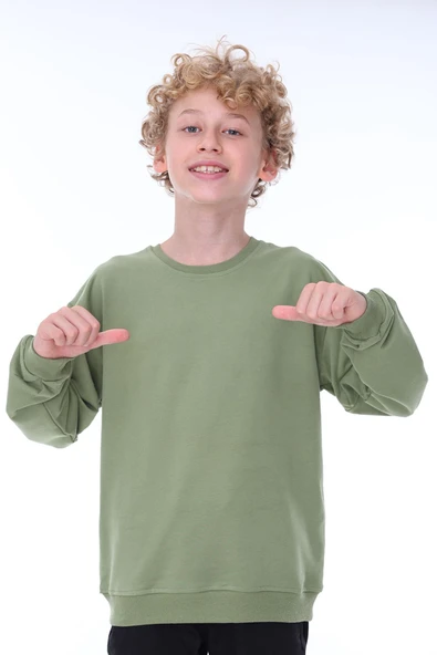 Oversize Unisex Basic Düz Siyah Renk %100 Pamuk Sweatshirt (2-11 Yaş) ürün görseli