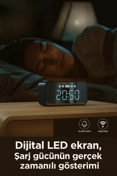 Çok Fonksiyonlu Akıllı Ayna Saat F41 Bluetooth 5.3 Hoparlör FM Radyo Alarm - 5