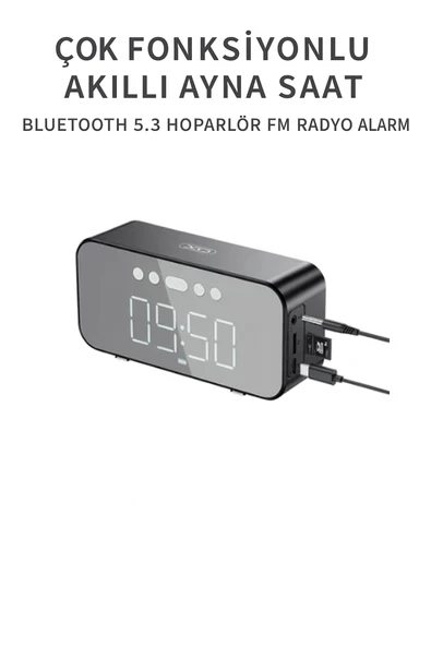 Çok Fonksiyonlu Akıllı Ayna Saat F41 Bluetooth 5.3 Hoparlör FM Radyo Alarm - 1