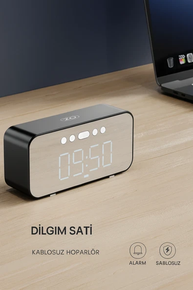 Çok Fonksiyonlu Akıllı Ayna Saat F41 Bluetooth 5.3 Hoparlör FM Radyo Alarm - 4