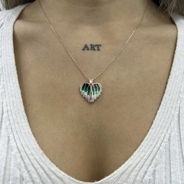 Gümüş Rose Kalpli İsimli Bayan Kolye - Resim 2