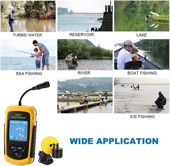 Valkyrie LCD Renkli Ekran Taşınabilir Kablolu Balık Bulucu 100 M nlik Aralığı Sonar Yankı Iskandil Balık Bulucu - 7