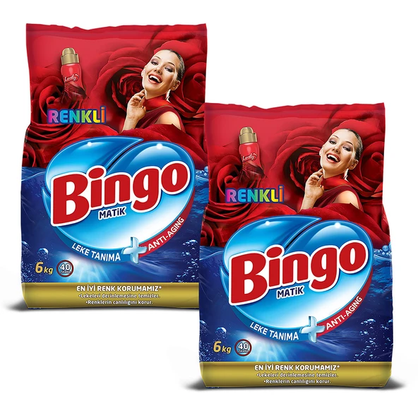 Bingo Matik Toz Çamaşır Deterjanı 6 kg Renkli 2'li - 2