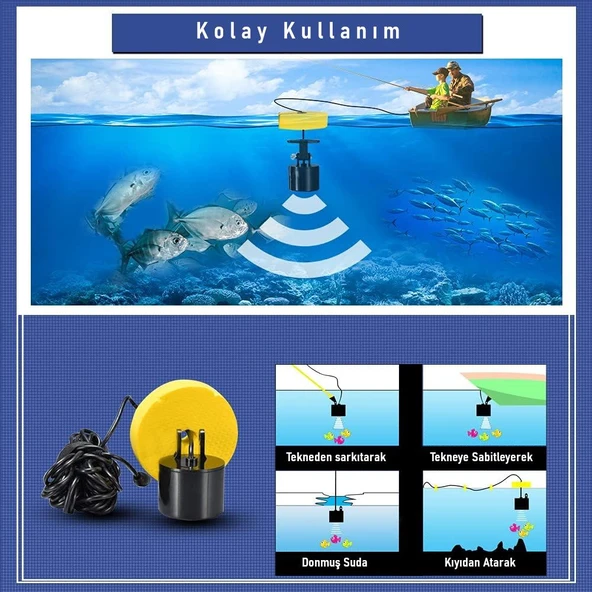 Valkyrie LCD Renkli Ekran Taşınabilir Kablolu Balık Bulucu 100 M nlik Aralığı Sonar Yankı Iskandil Balık Bulucu - 2