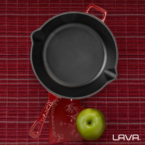 Lava Döküm Yuvarlak Kızartma Tavası Döküm Demir Yekpare Saplı. Çap(Ø)24cm - Resim 7