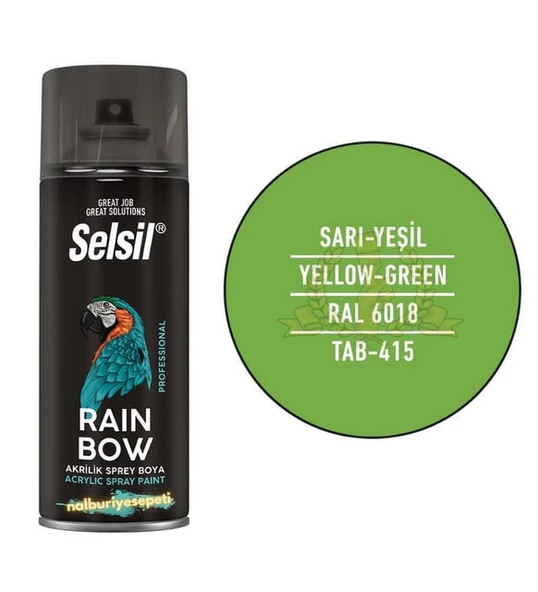 Selsil Rainbow Akrilik Sprey Boya SARI-YEŞİL (Açık Yeşil) 400 ml. - RAL6018 ürün görseli