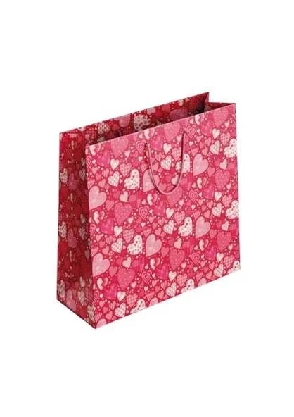 Keskin Color Karton Çanta K3 - Pembe Kalpler 170124-99 ürün görseli 1