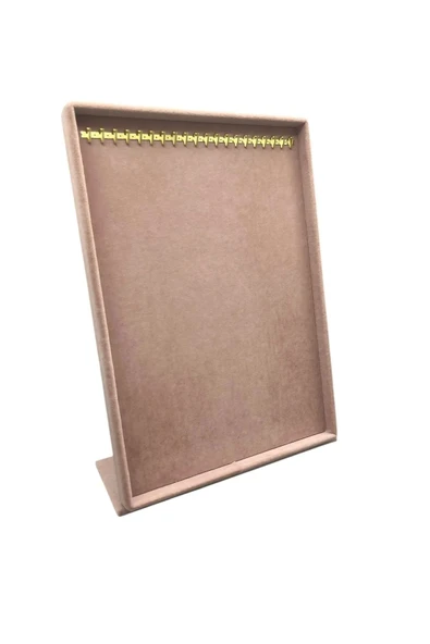 Süet Kumaş Tırnaklı Pembe Renk 34/24 Cm Ayaklı Tesbih Takı Stand - 3