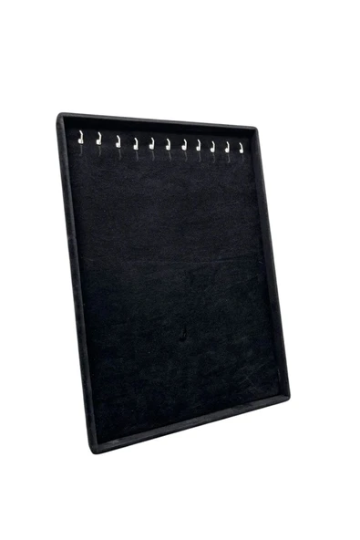 Süet Kumaş Siyah Renk 34/24 Cm Ayaklı Kolye Sergileme Standı - 4