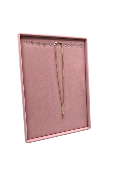Süet Kumaş Pembe Renk 34/24 Cm Ayaklı Kolye Sergileme Standı ürün görseli