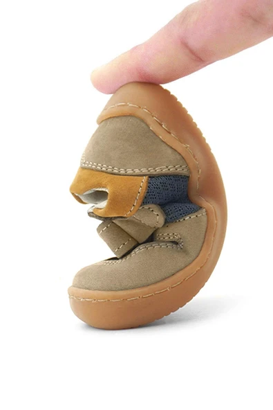 Rakerplus Bob Hakiki Deri Kum Rengi Barefoot Cırtlı Lastikli Bebek Sneaker Ayakkabı - Resim 9