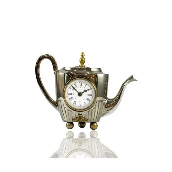 Lamedore Demlik Gümüş Antik Gold Küçük Masa Saati 15x8x18 cm ürün görseli