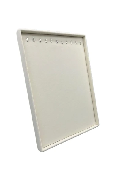 Süet Kumaş Krem Renk 34/24 Cm Ayaklı Kolye Sergileme Standı - 4
