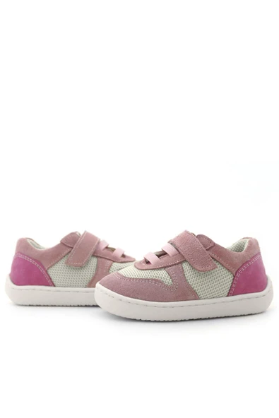 Rakerplus Bob Hakiki Deri Pudra Pembe Barefoot Cırtlı Lastikli Bebek Sneaker Ayakkabı - 8